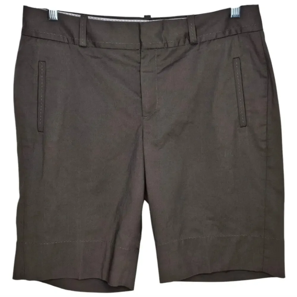 Banana Republic Martin Fit Stretch Brown Pocketed Flat Front Shorts Size 12